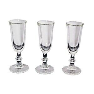 Set of 3 Wafer Stem Liqueur Cordial Aperitif Stemmed Glasses 4 1/8" tall 3/4 oz